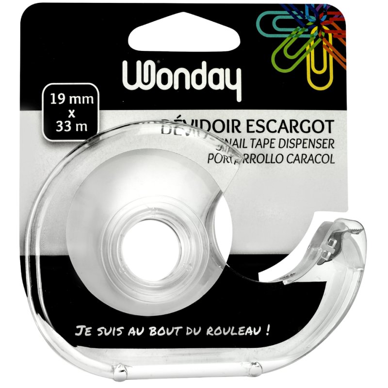Wonday dérouleur de ruban adhésif transparent plastique, lame de coupe métal, vide